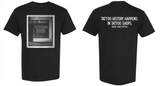 Black Comfort Colors t-shirt featuring Chicago tattoo history design with vintage tattoo shop imagery by Great Lakes Tattoo